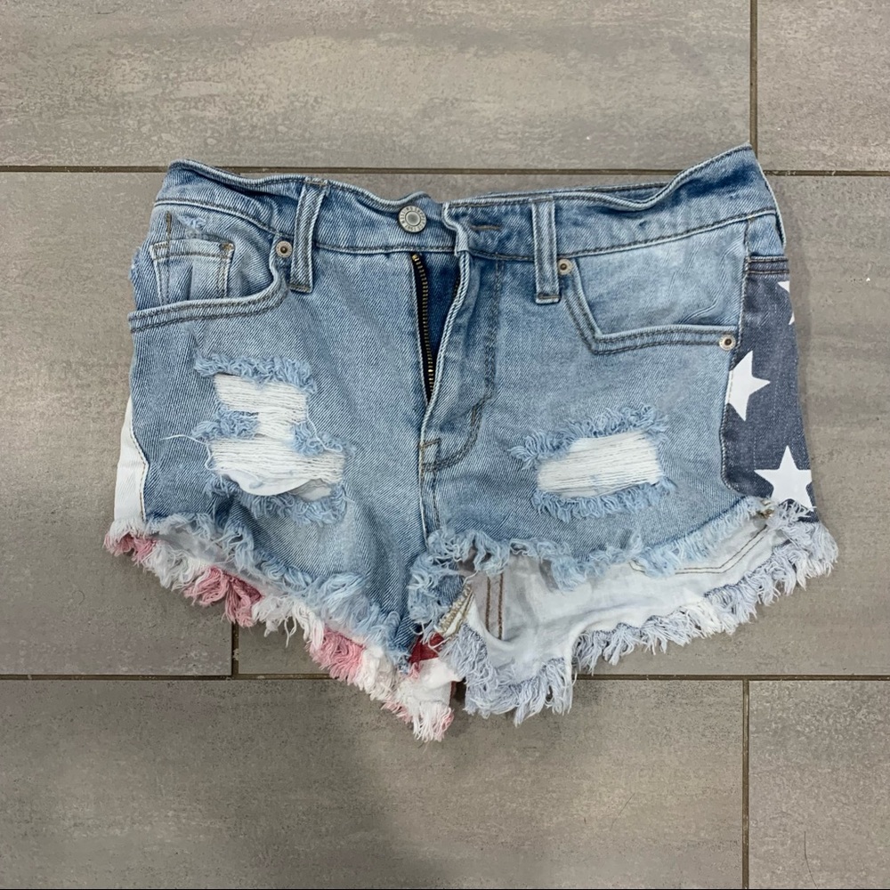American Flag Jean Shorts